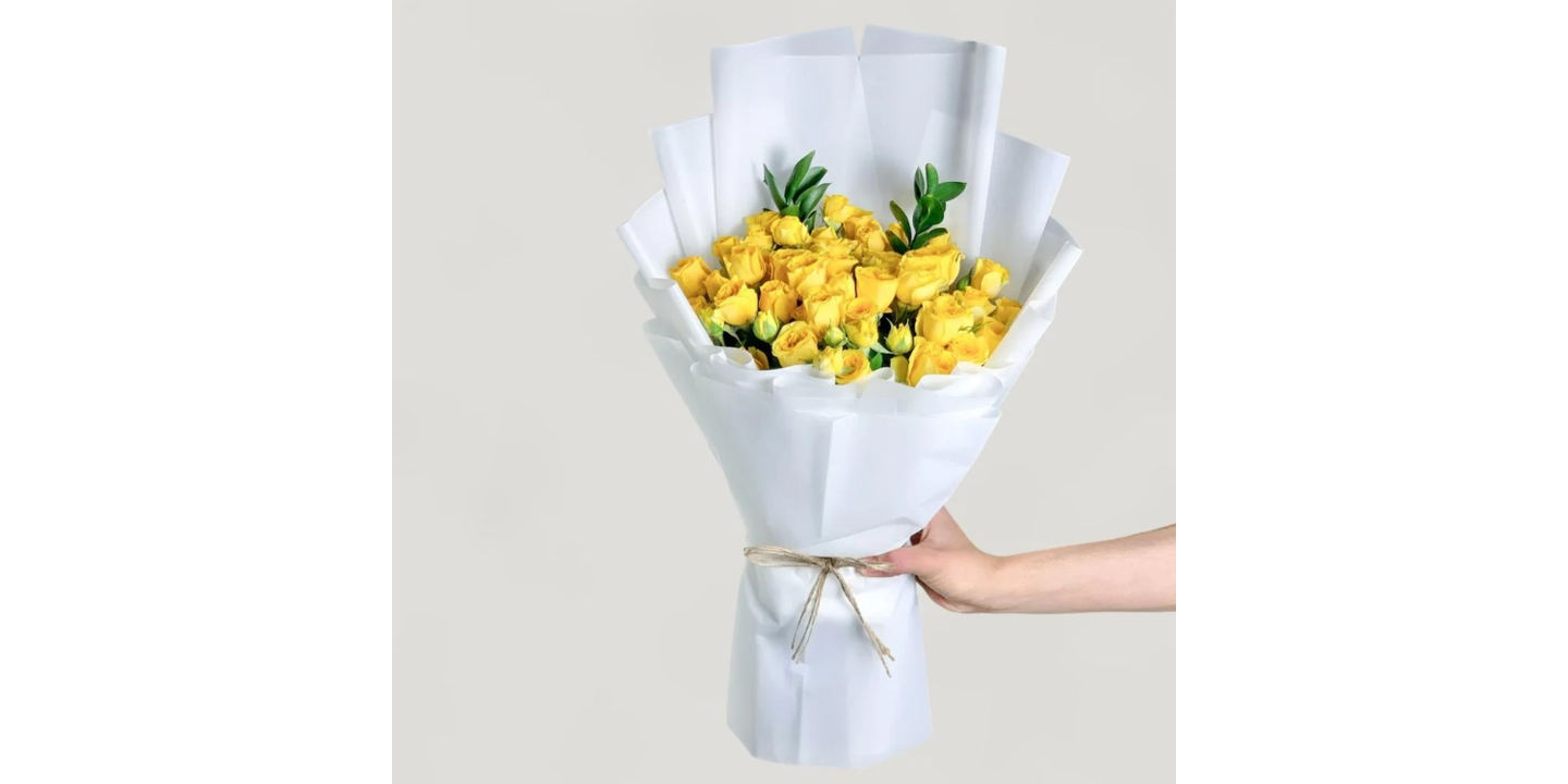 Yellow Gauri Rose Bouquet With A Special Arrangement