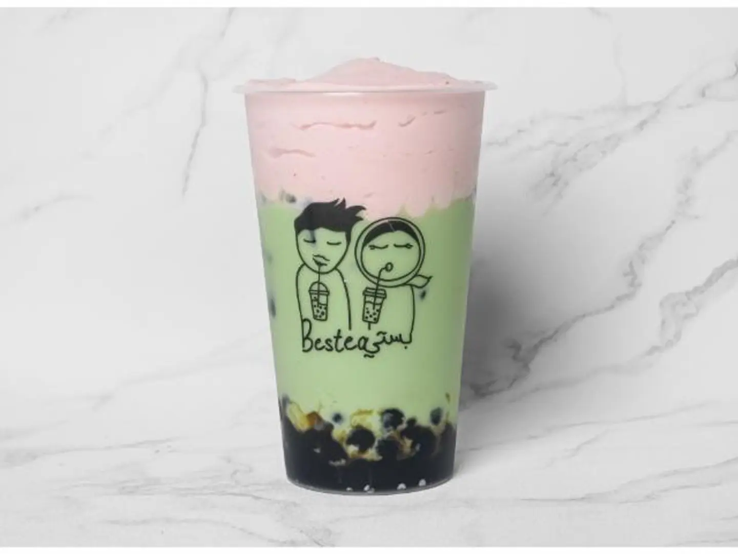ماتشا بوبا بكريمة الفراولة