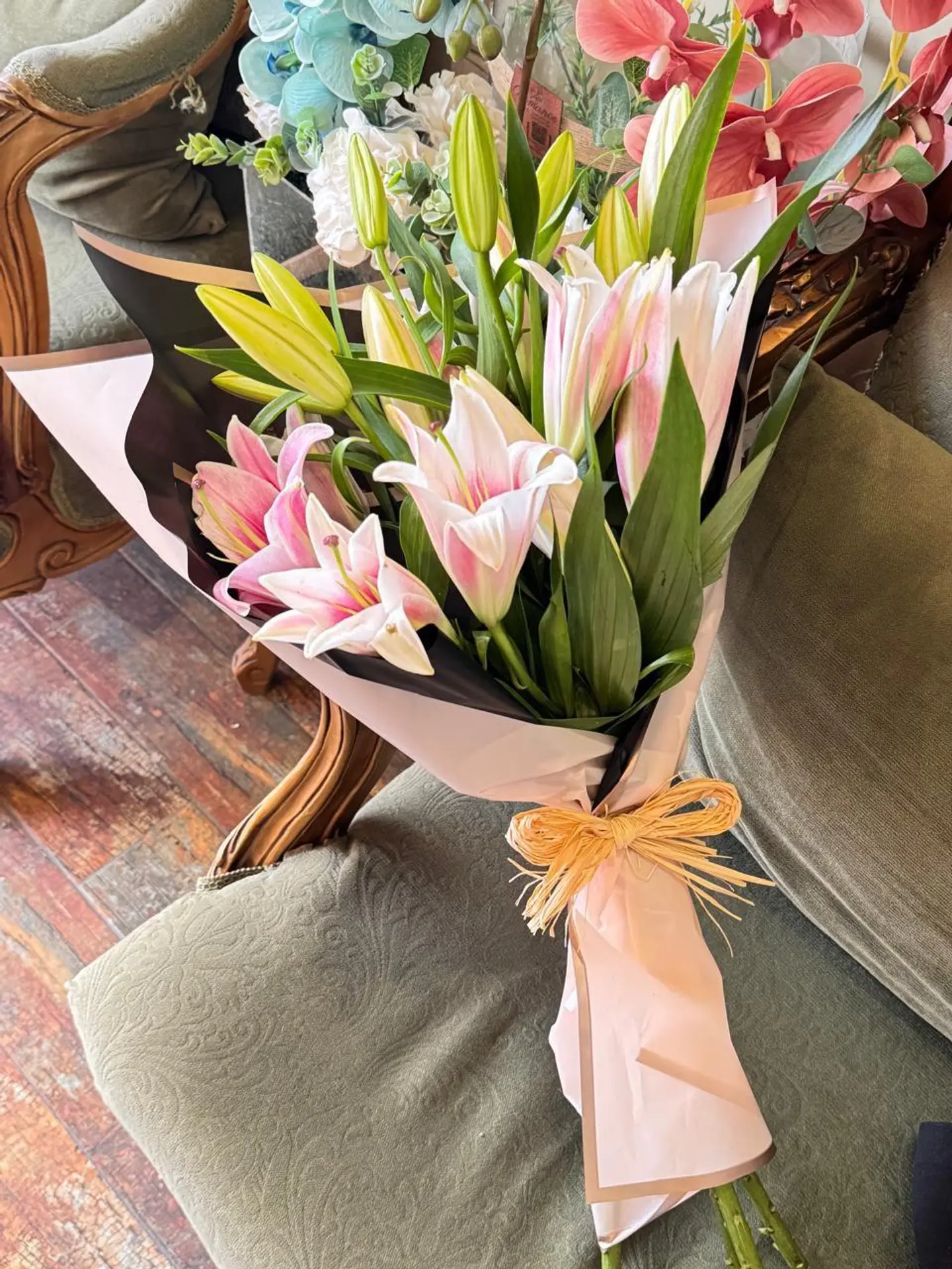 3 Pink Lillees Flowers