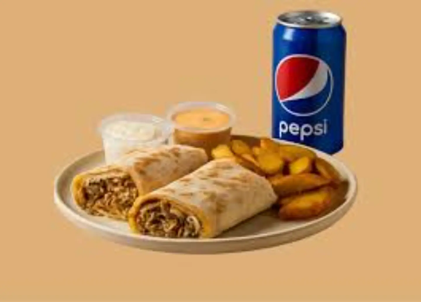 Sarukh Shawarma And Cocktail Sauce Cup And Pepsi