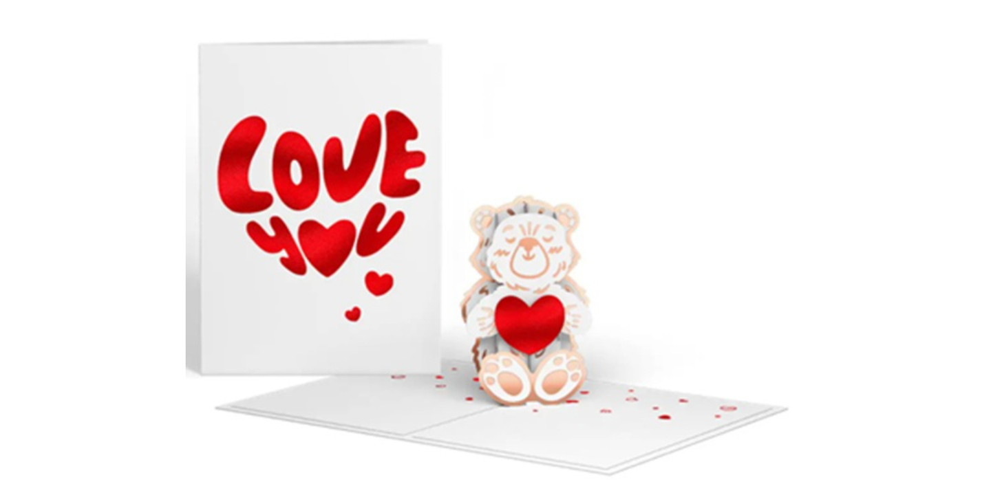Small Bear Card With Glittering Heart