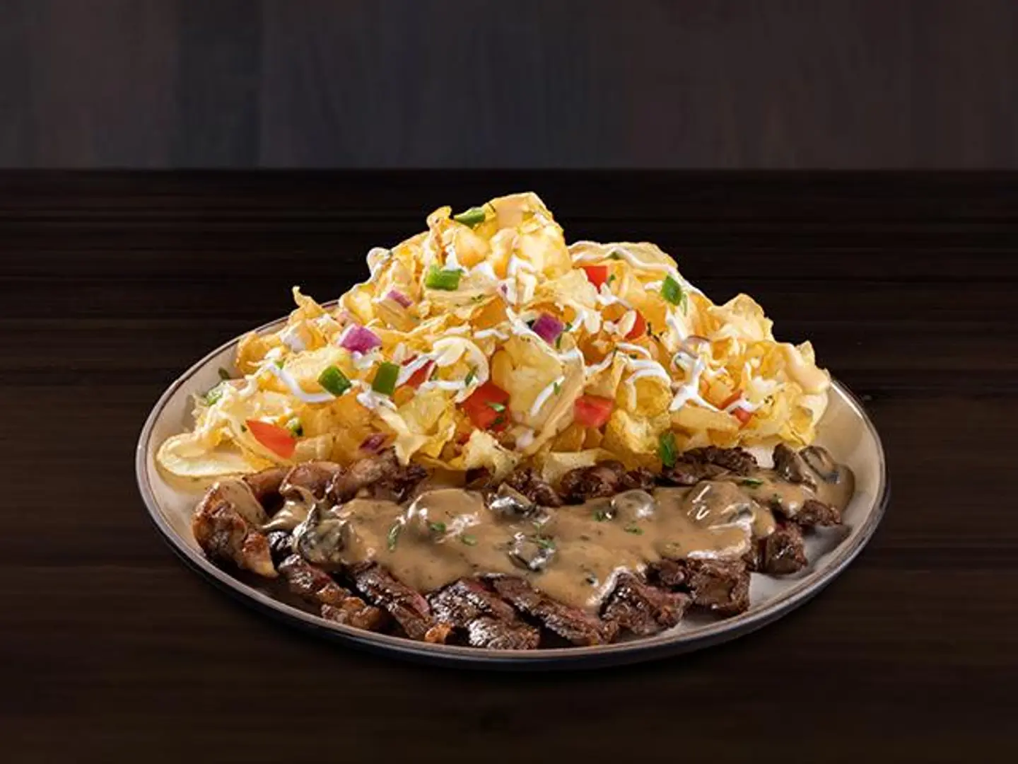 ستيك وبطاطا حلزونية