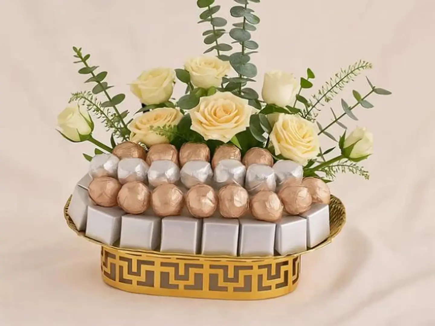 Patchi Chocolates With A White Rose Tray