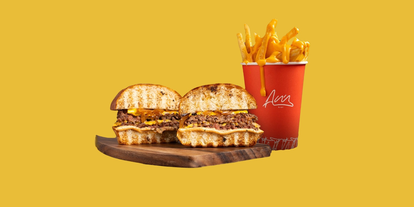 Double Smash Burger With Cheese Fries