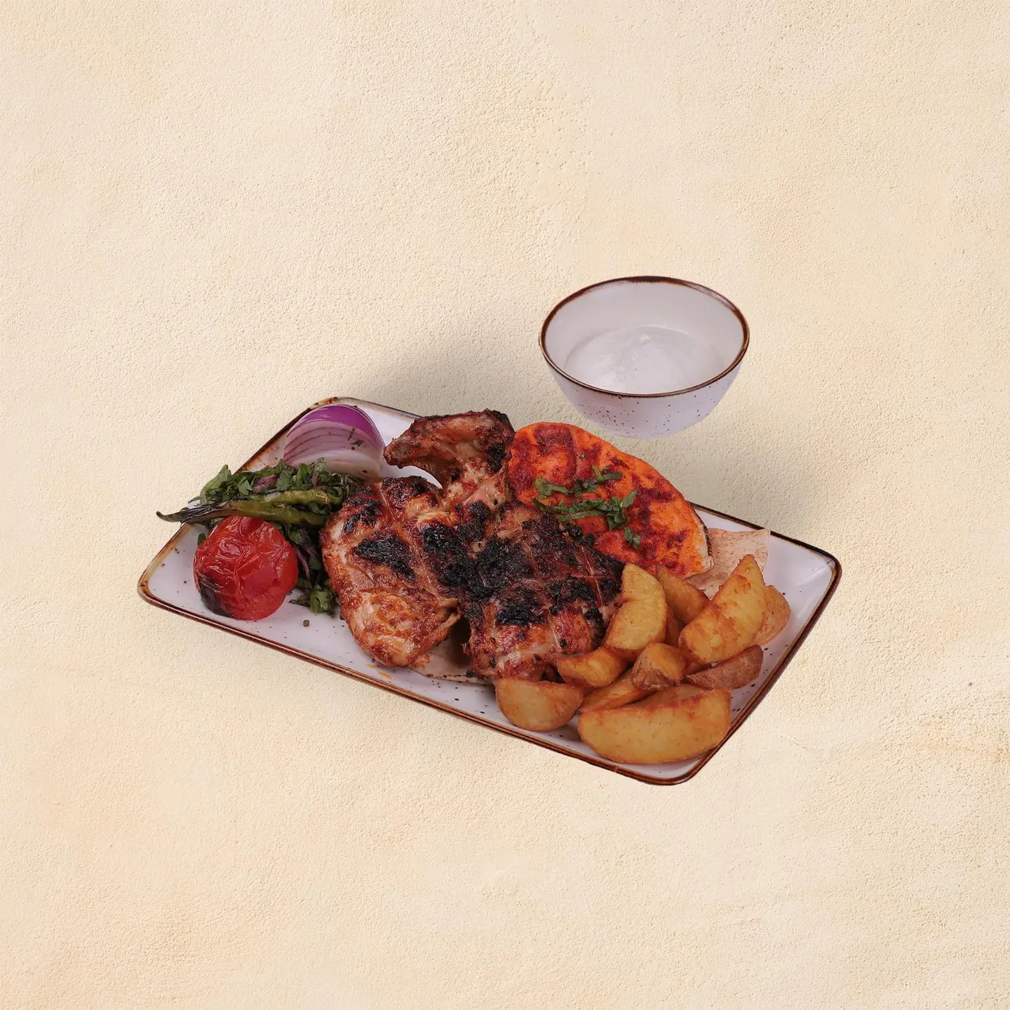 نصف دجاجه مشويه