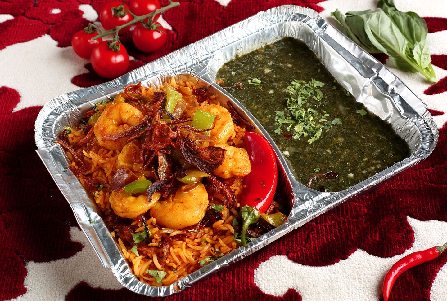 Kabsa Shrimp And Broth   Molokhiyah