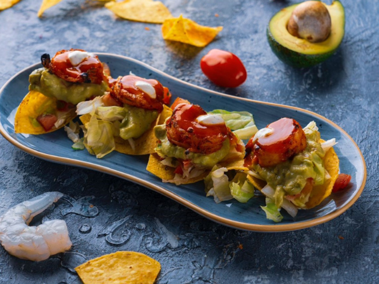 Tostada Bites Grilld Shrimps
