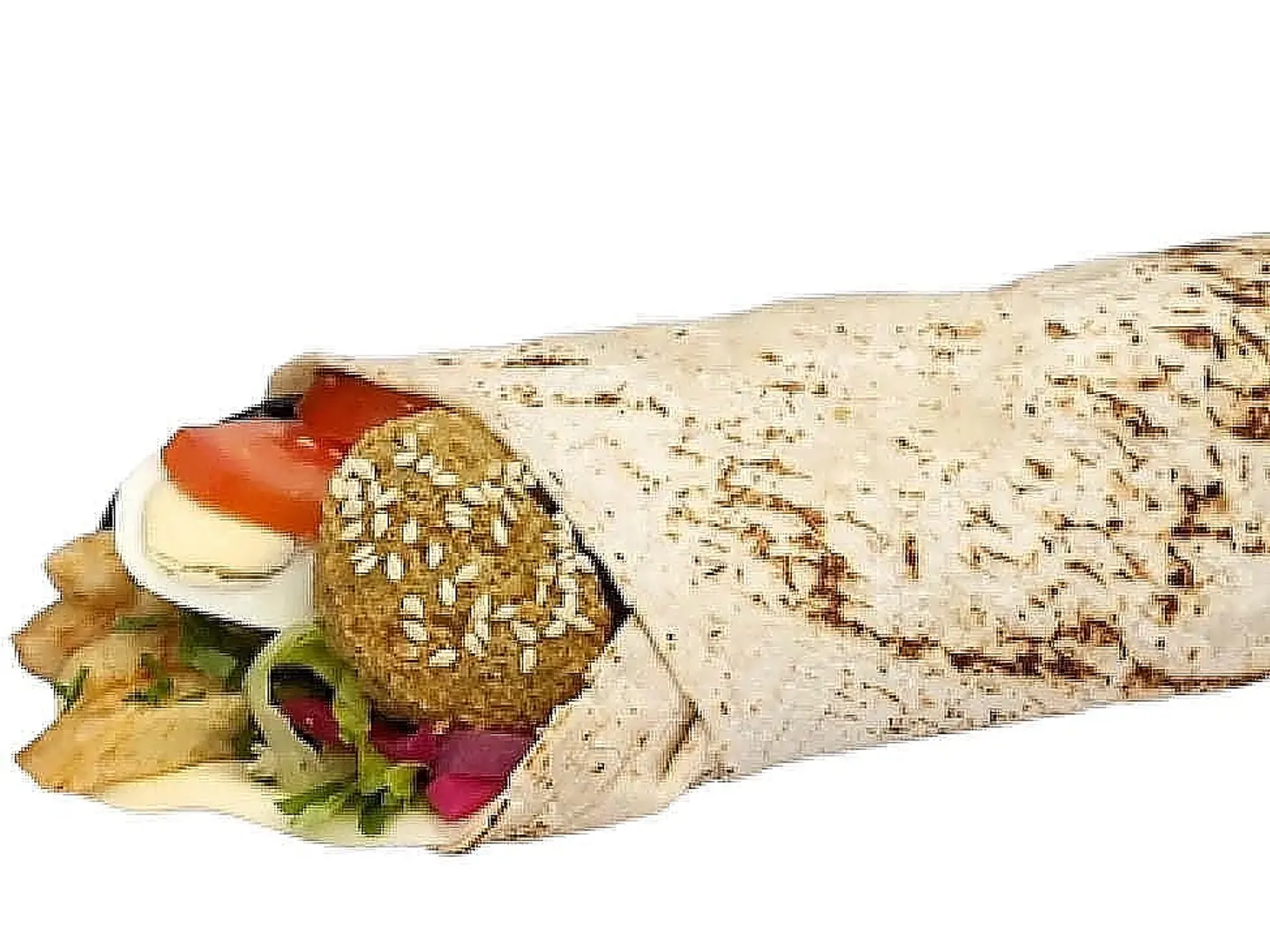Mixed Falafel Sandwich With Saj Bread