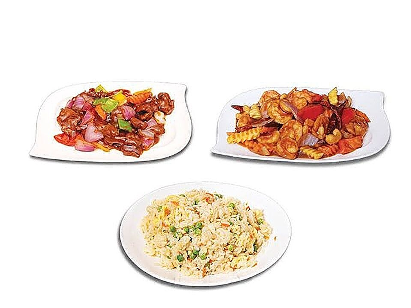 Chinese Rice, Shrimp Kung Pao & Chinese Beef Steak ( Meal No. 3)