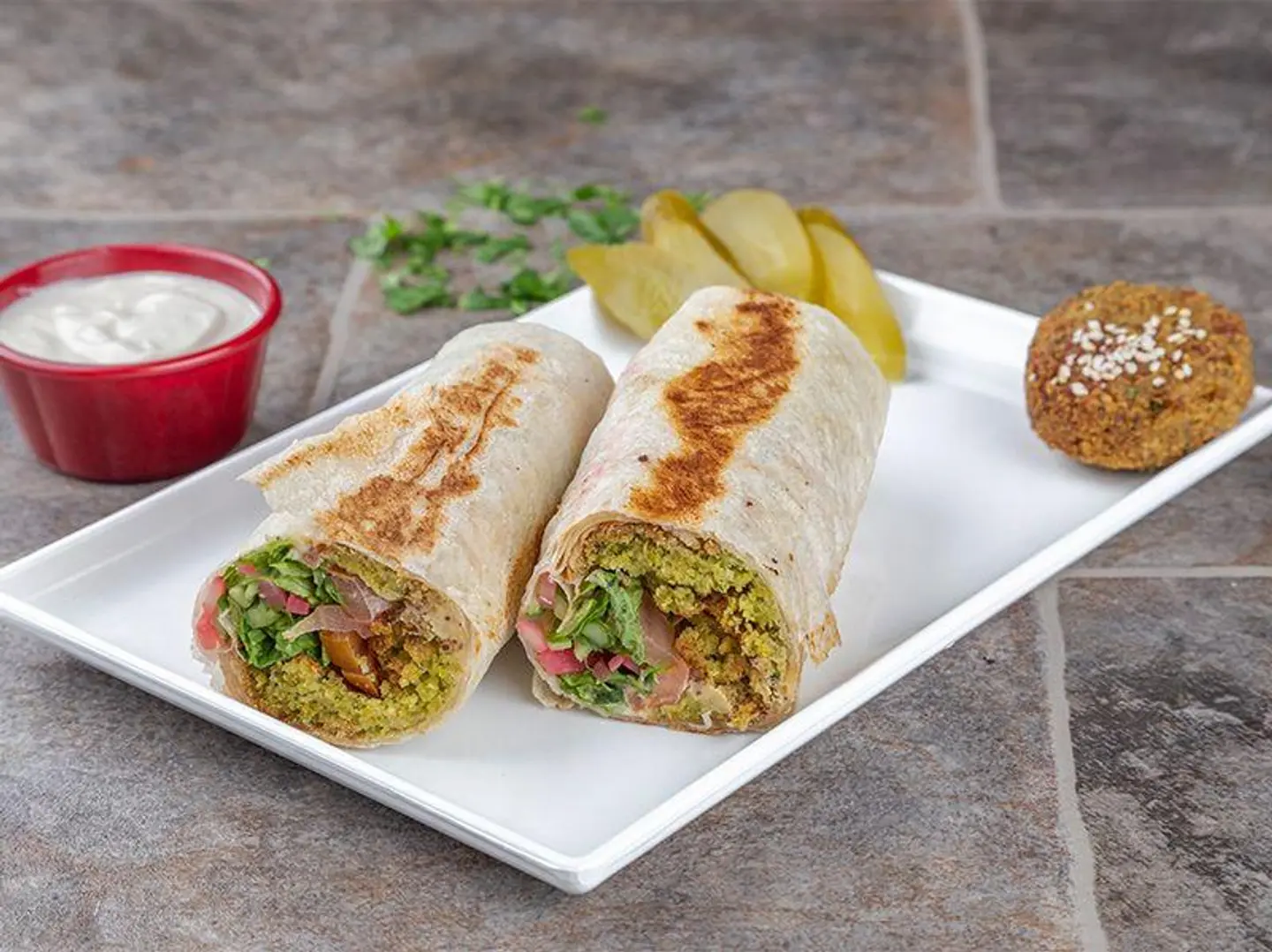 Falafel Sandwich With Tortilla Bread