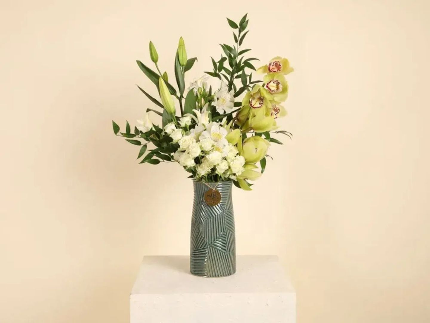 Cymbidium Vase With Baby Rose