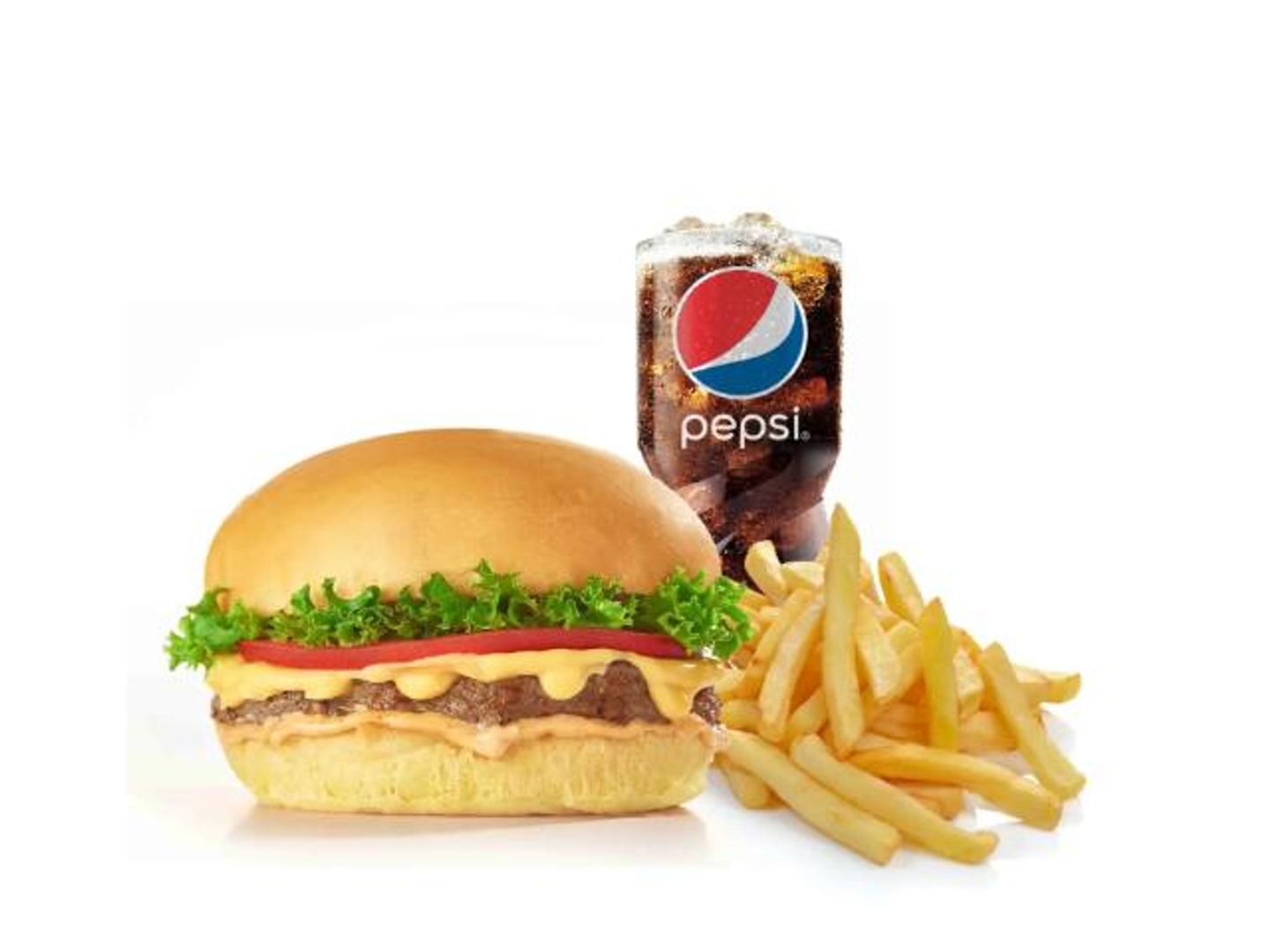 Single Chicken Burger With Fries And Pepsi