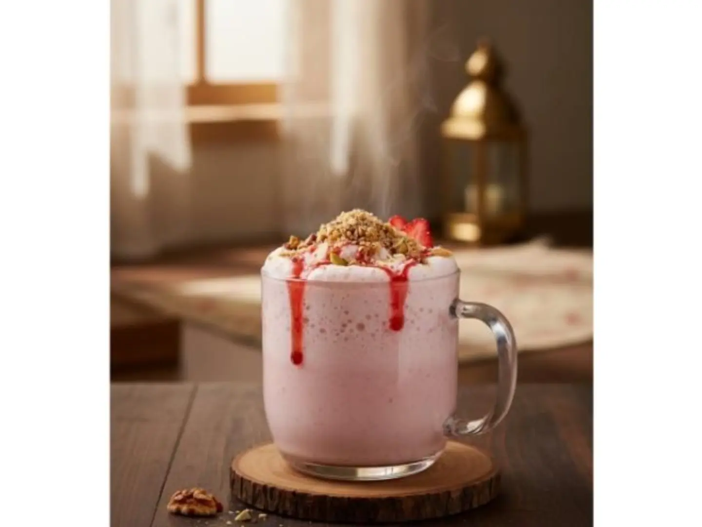Strawberry Sahlab With Nuts
