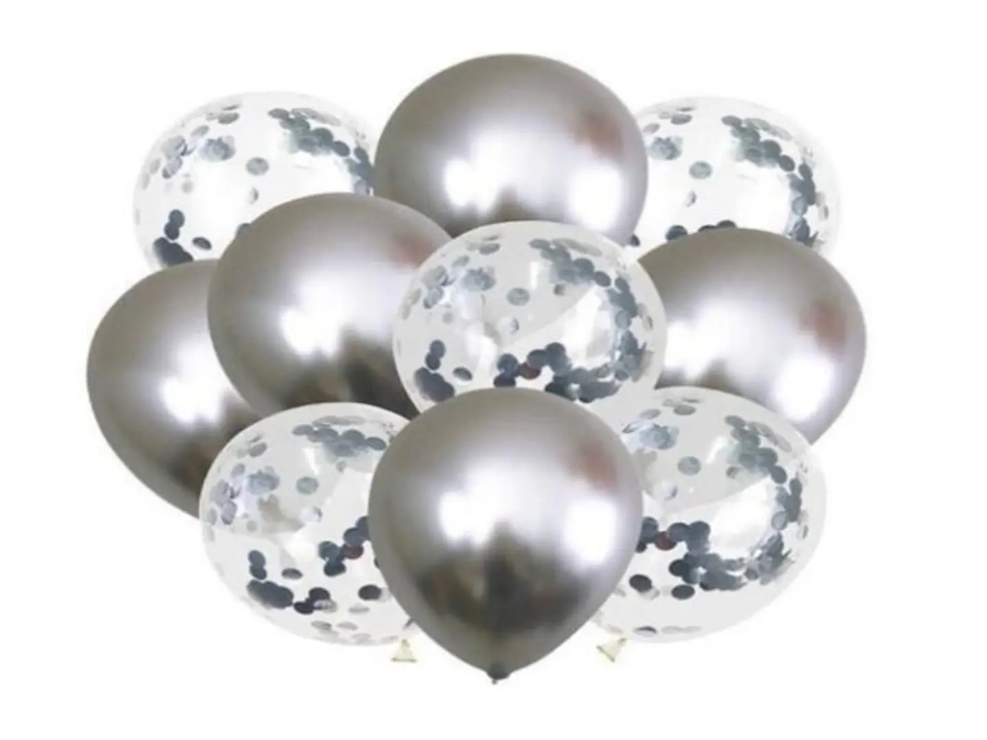 مجموعة بالونات فضي وشفاف