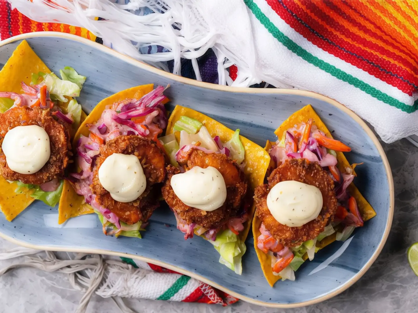 Tostada Bites Fried Shrimps
