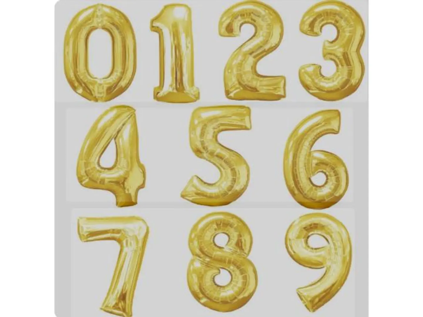 Gold Numbers Helium Balloon