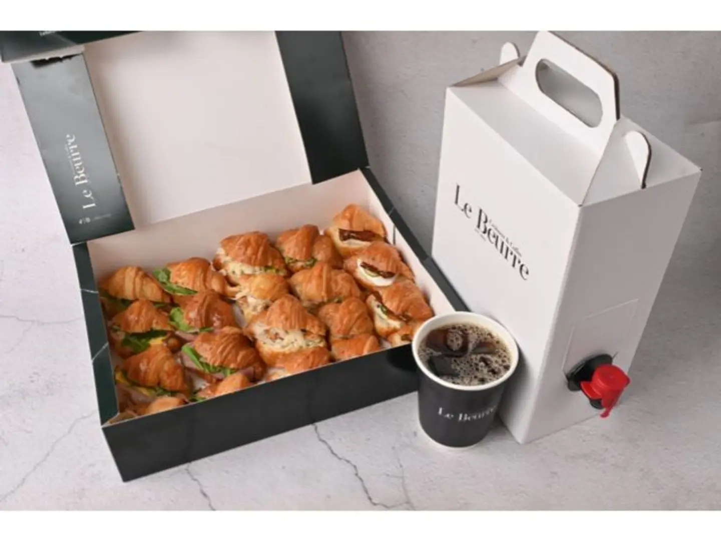 " Croissant Bites Box And Ice Coffee 2 Liter "