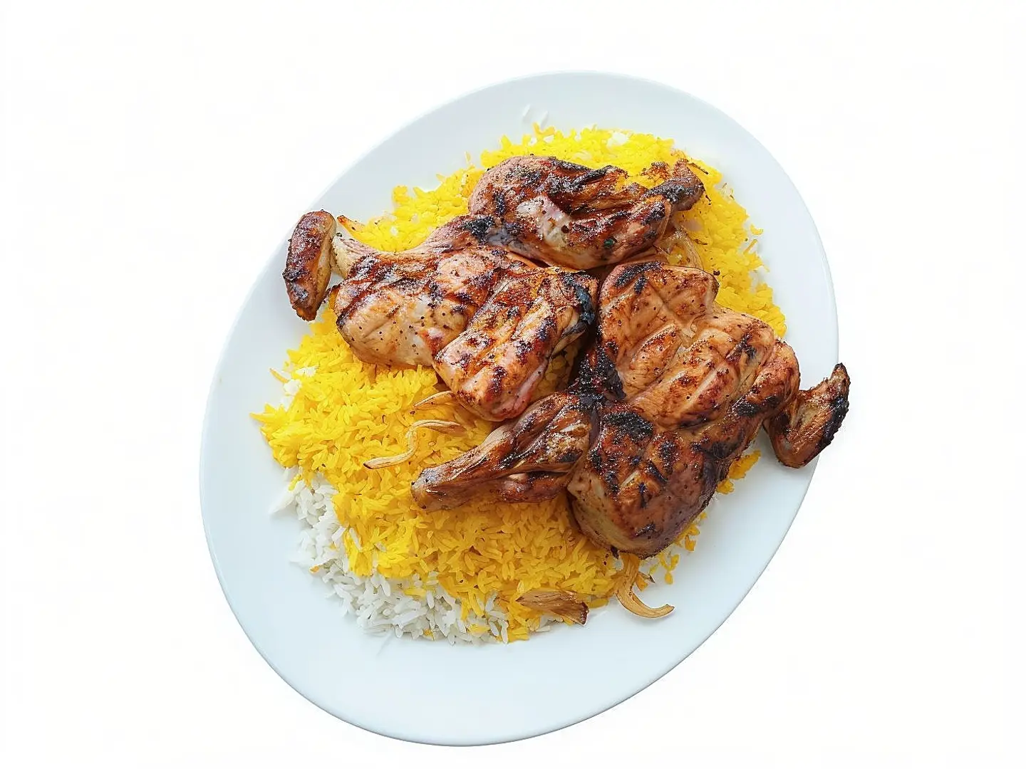 حبة دجاج على الفحم مع الأرز