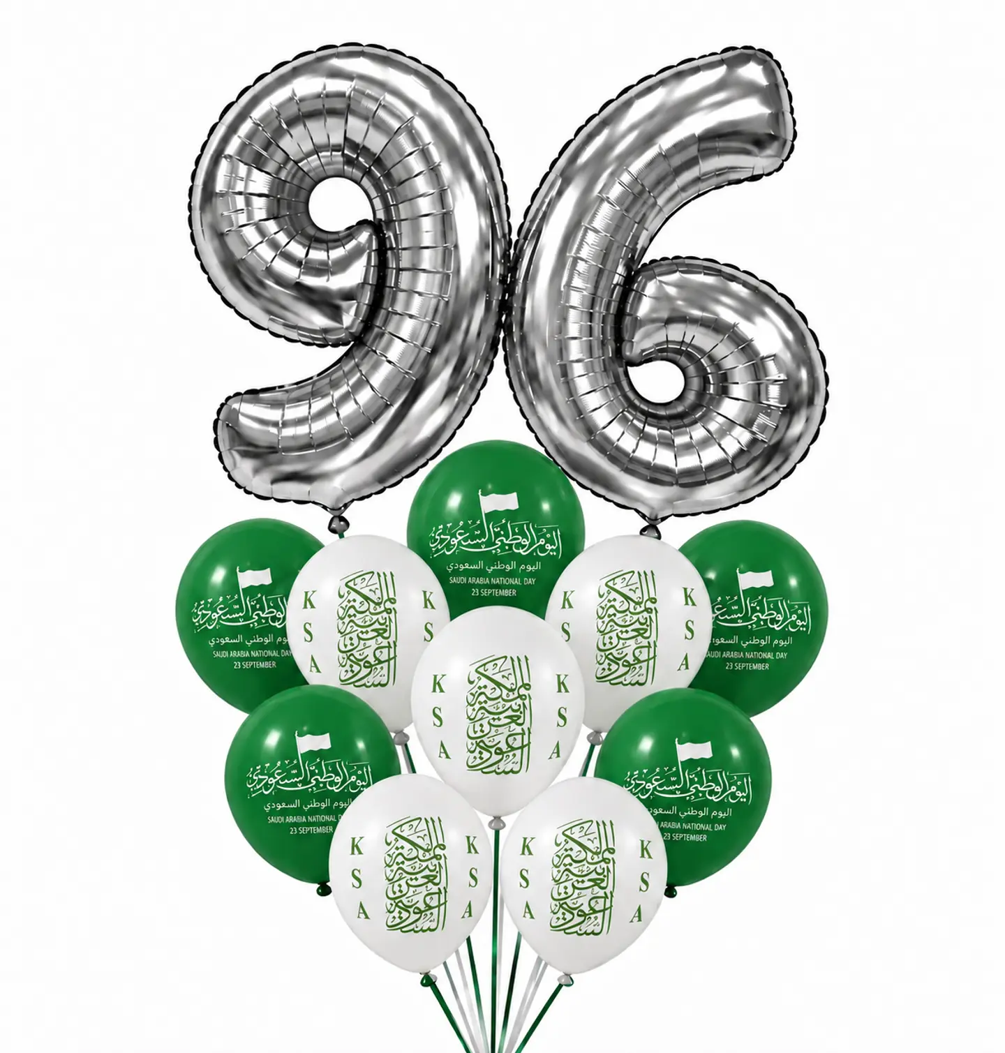 Helium Balloon 96 Silver With National Themed Balloons