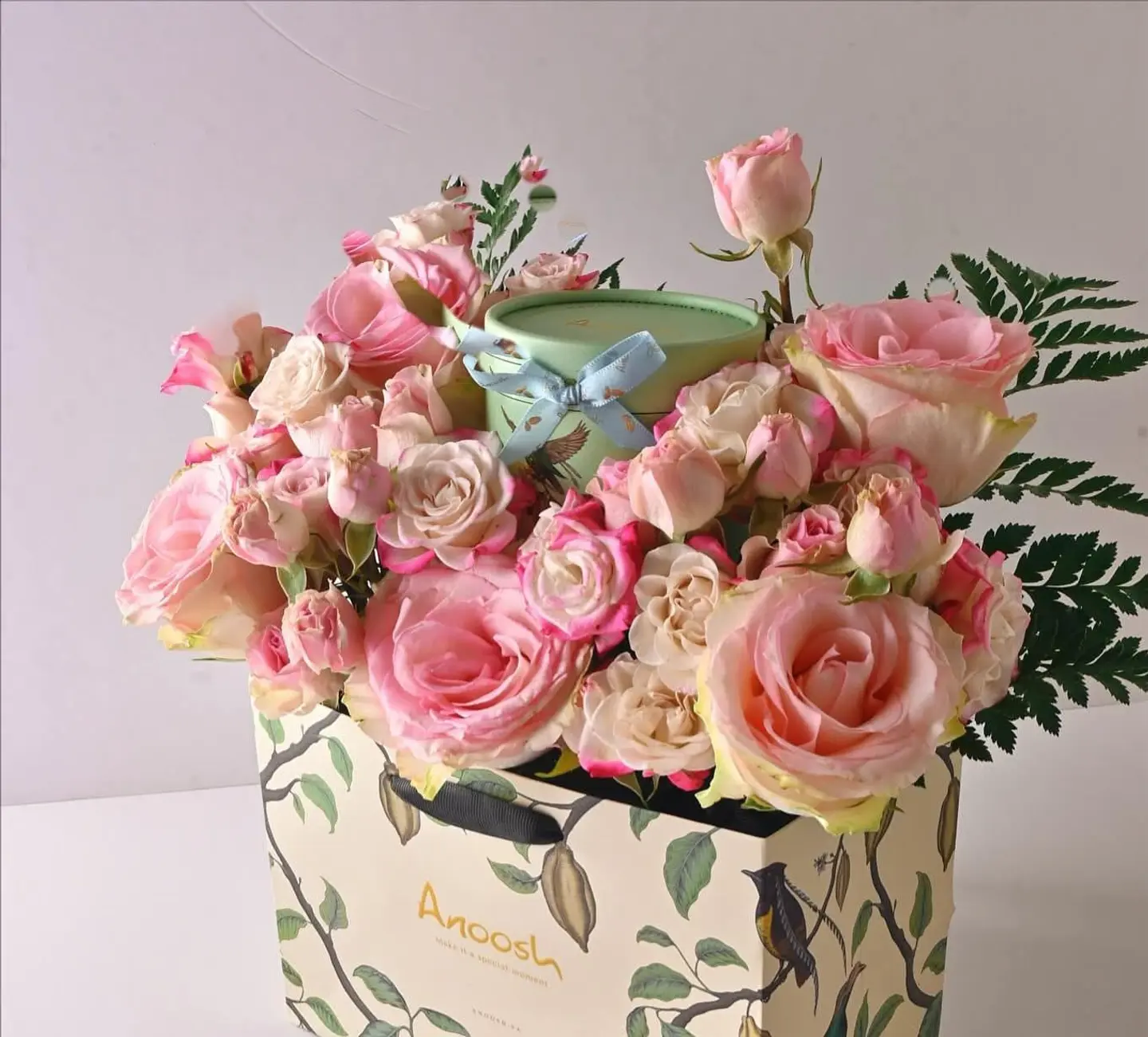 Pink Flower Box With Candle