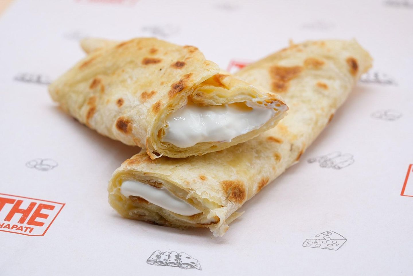 Chapati, Fried Eggs, Cream Cheese