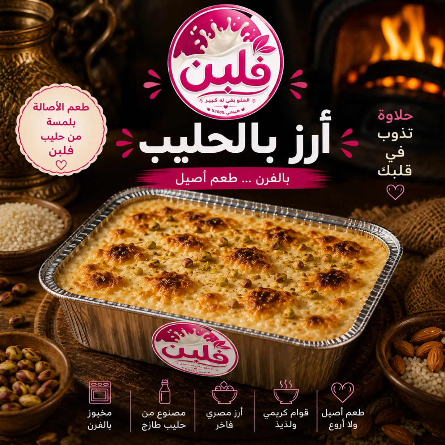 أرز بالحليب بالفرن بالقشطة