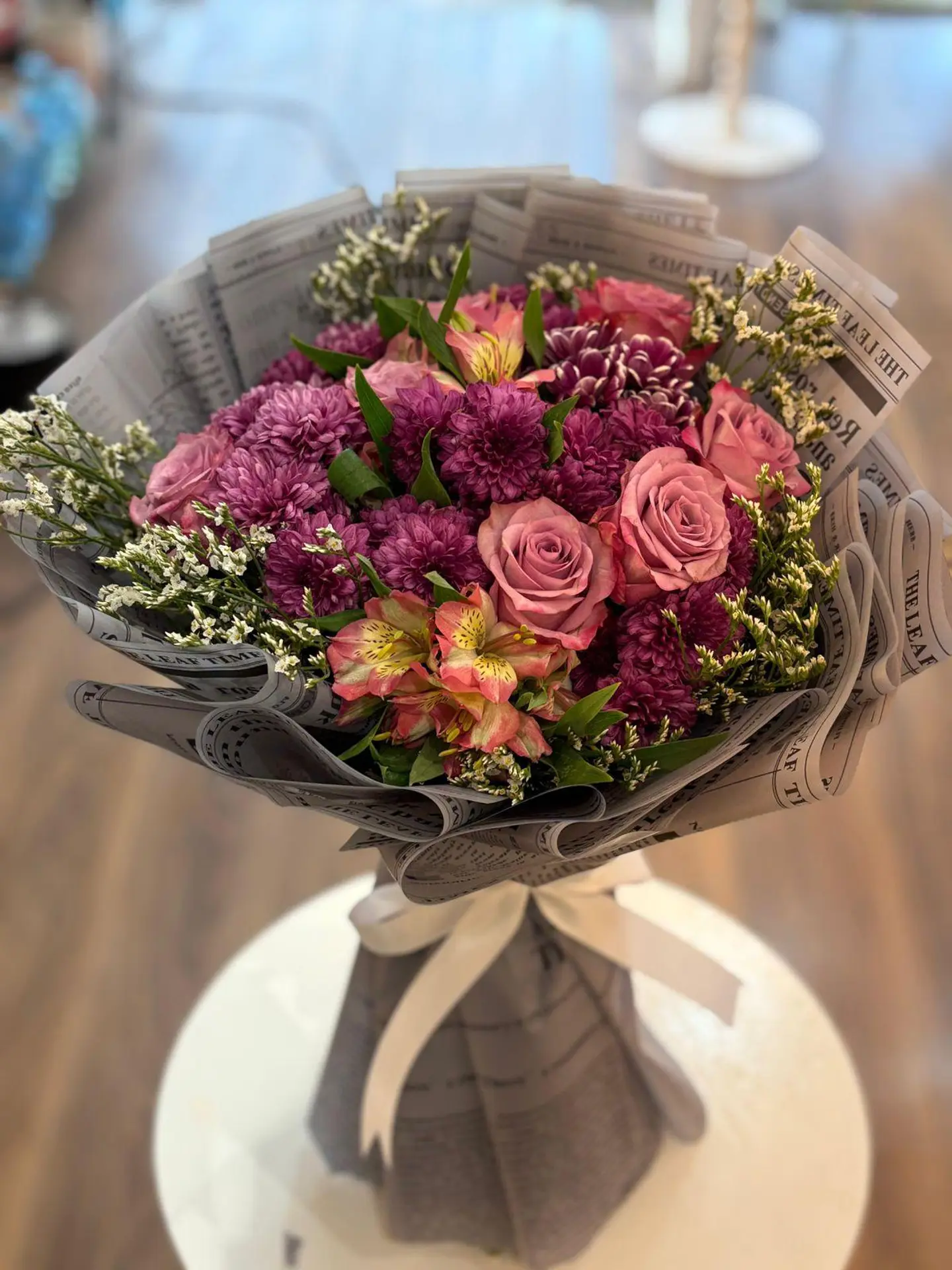 باقة ورد رمادي