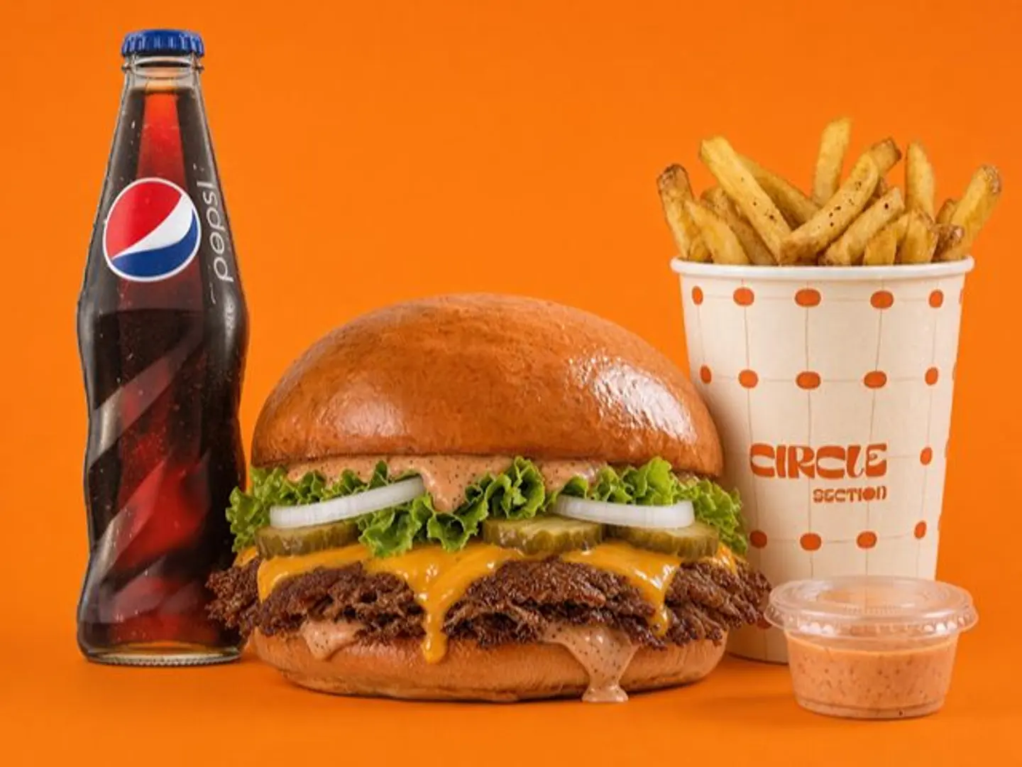 Beef Burger Fries Drink Sauce