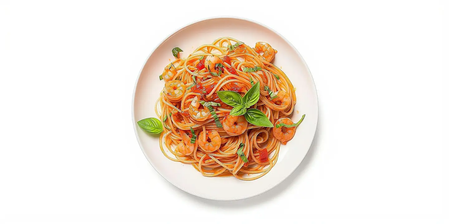 مكرونة جمبري احمر