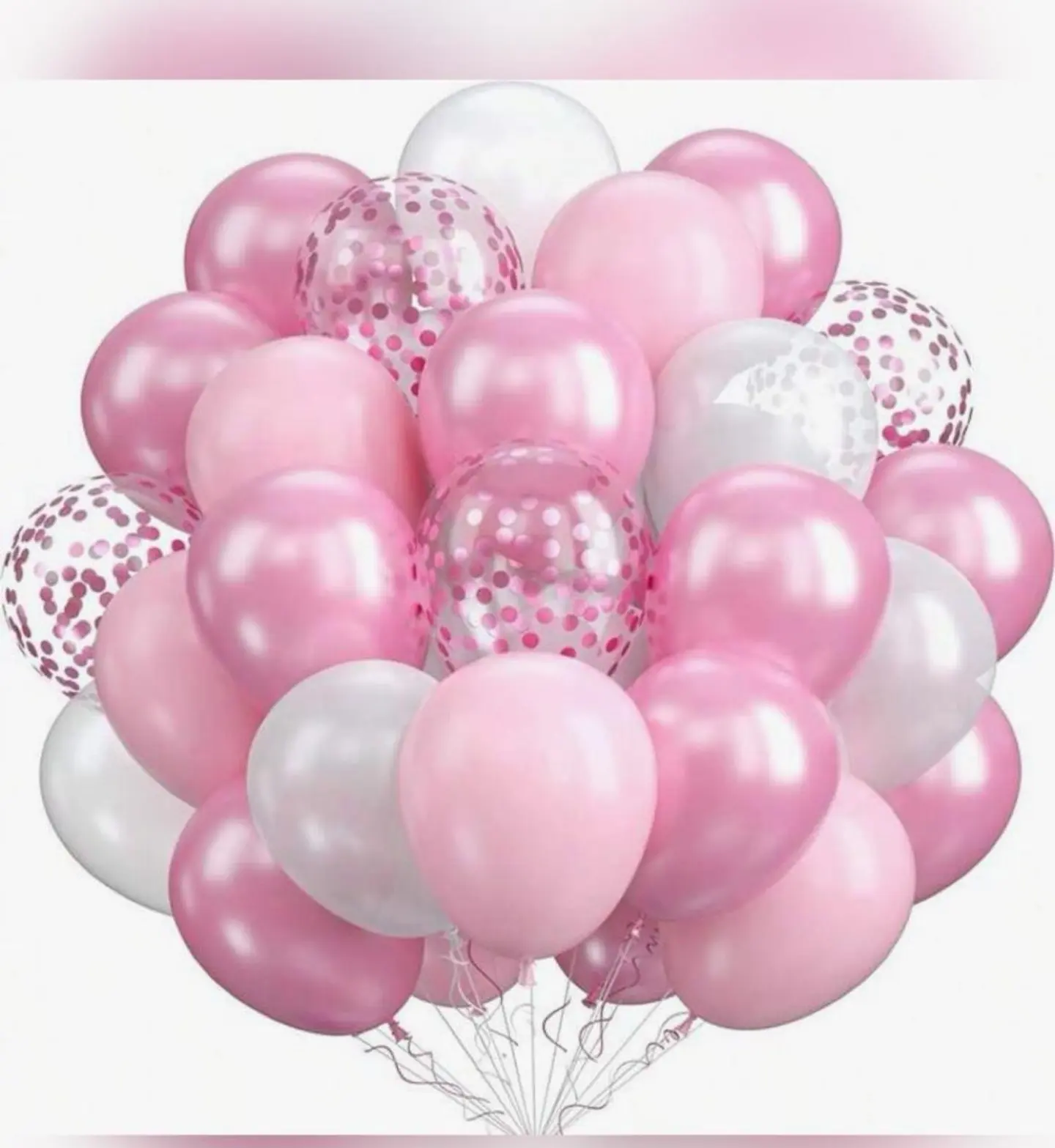 Package Of Pink, White And Glitter Balloons