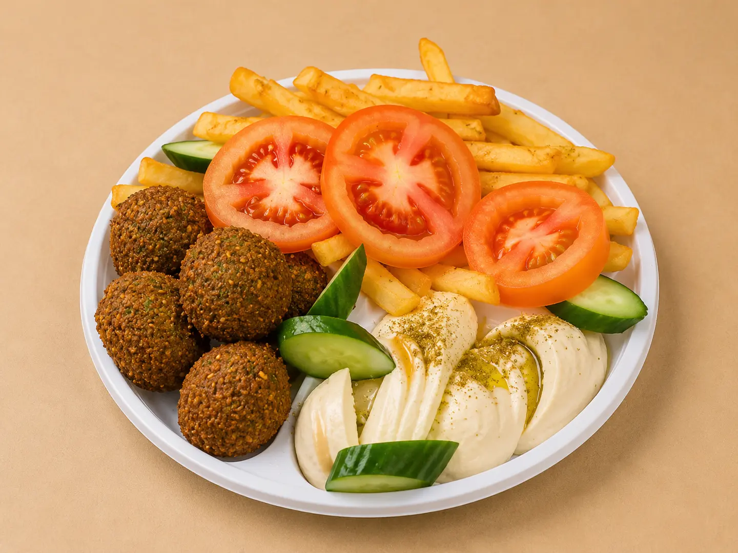 صحن فلافل مشكل مع بيض