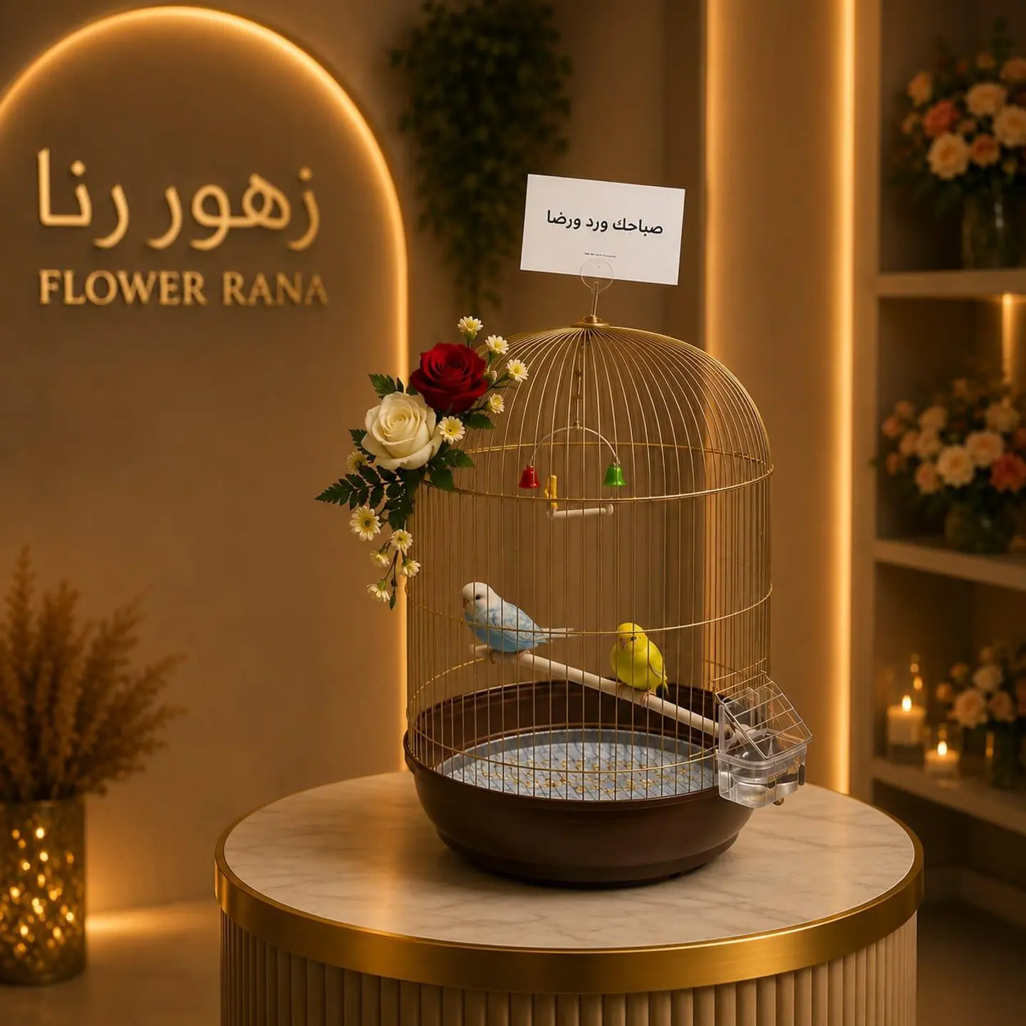 Lovebirds With Roses 2