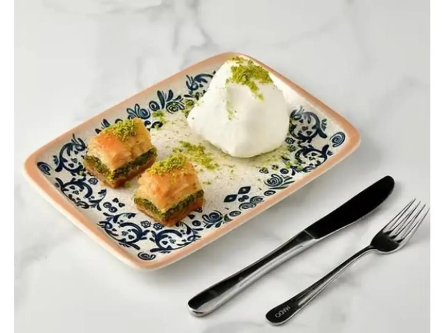 Handmade Ice Cream With Pistachio Baklava