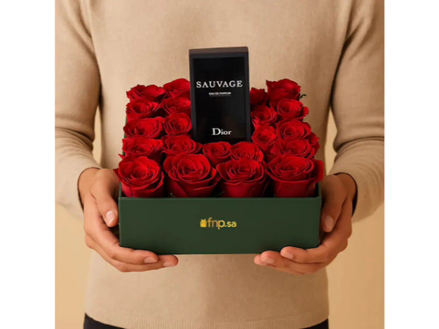 عطر ديور سوفاج للرجال مع علبة وردة حمراء