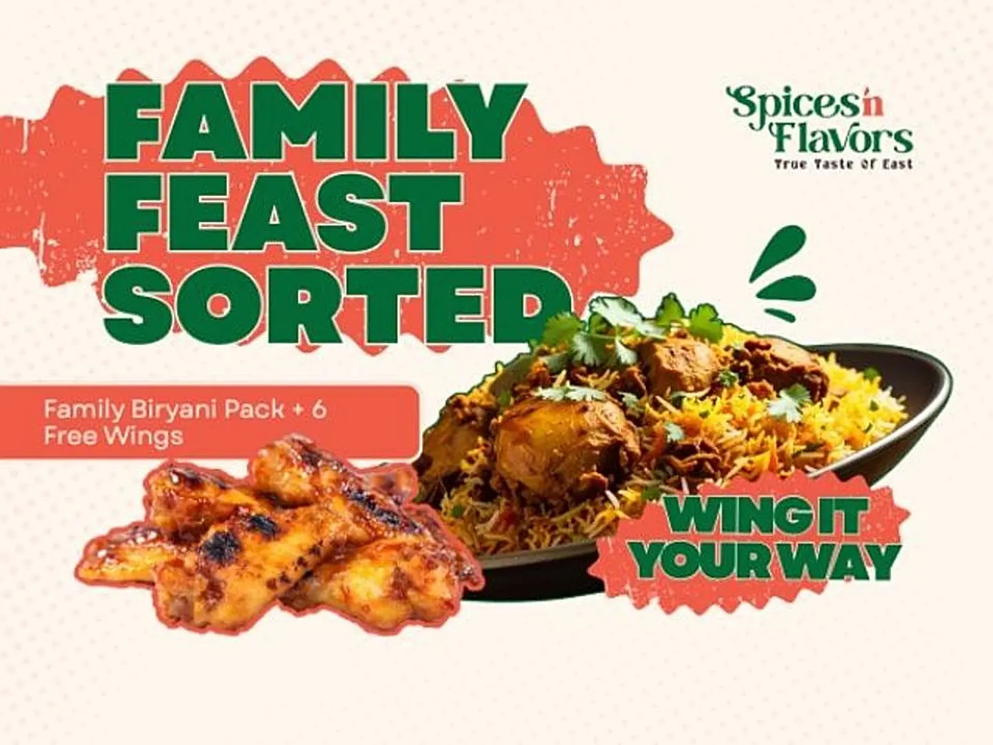 Family Biryani Pack With 6 Wings Free