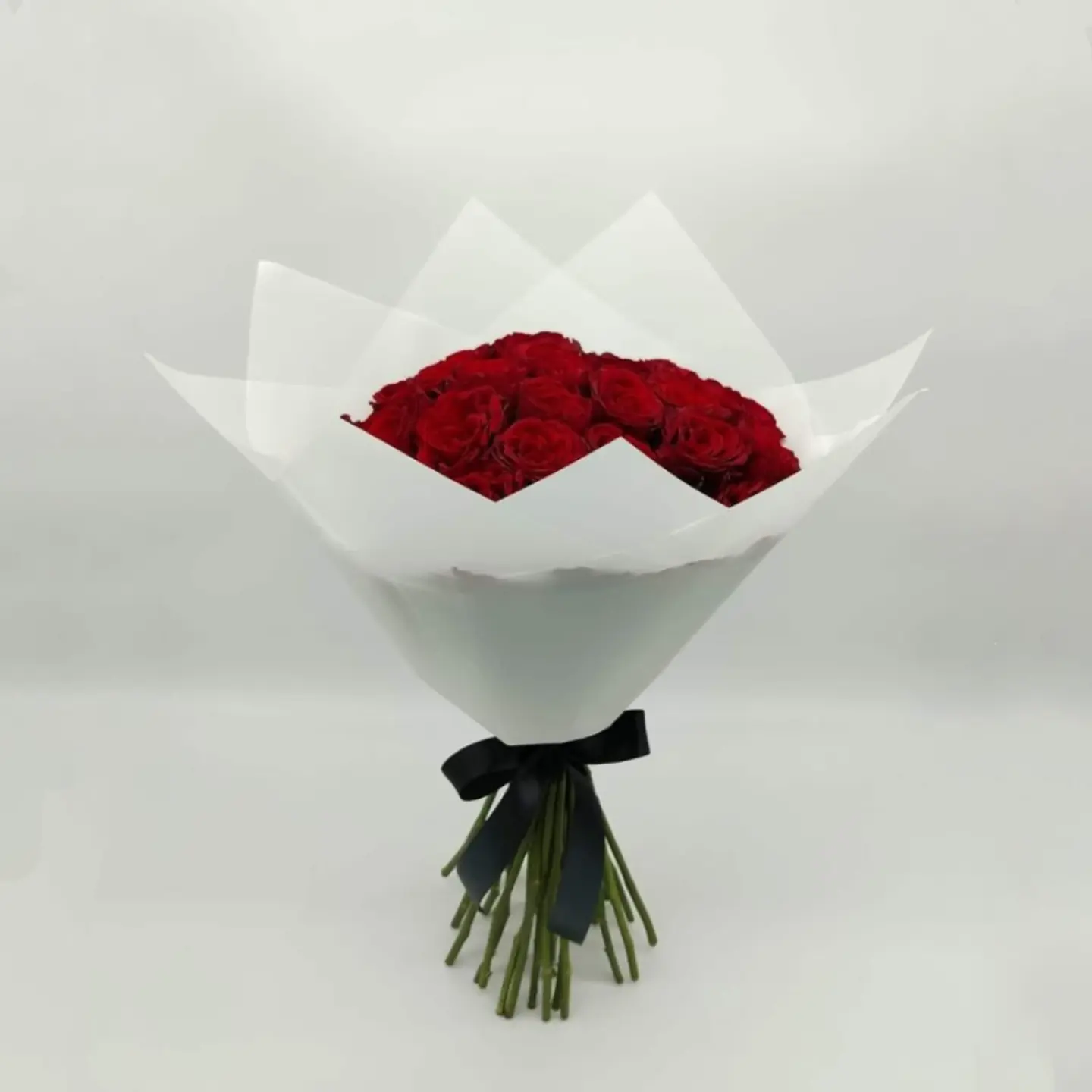Red Rose Bouquet With White Packaging