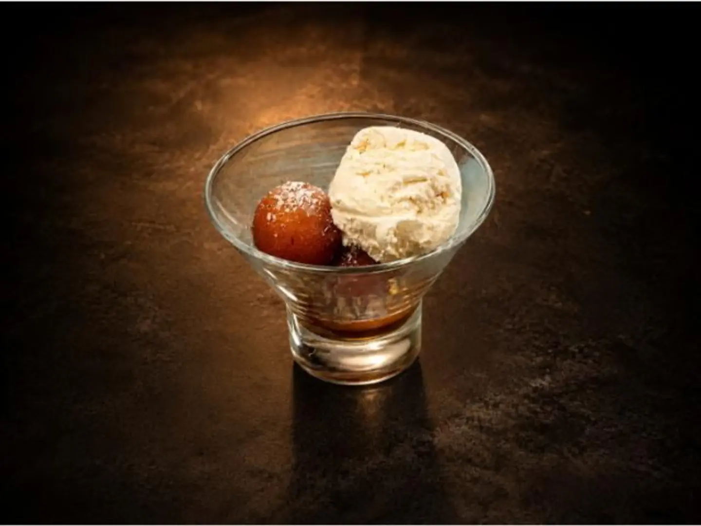 Gulab Jamun With Vanilla Ice Cream