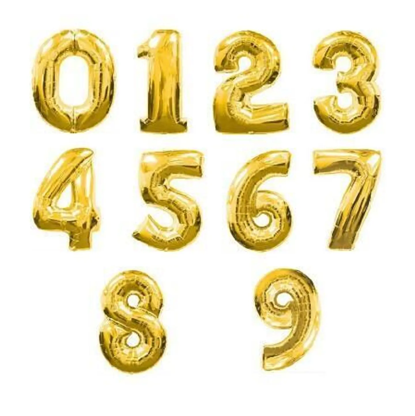 Gold Numbers Helium Balloon