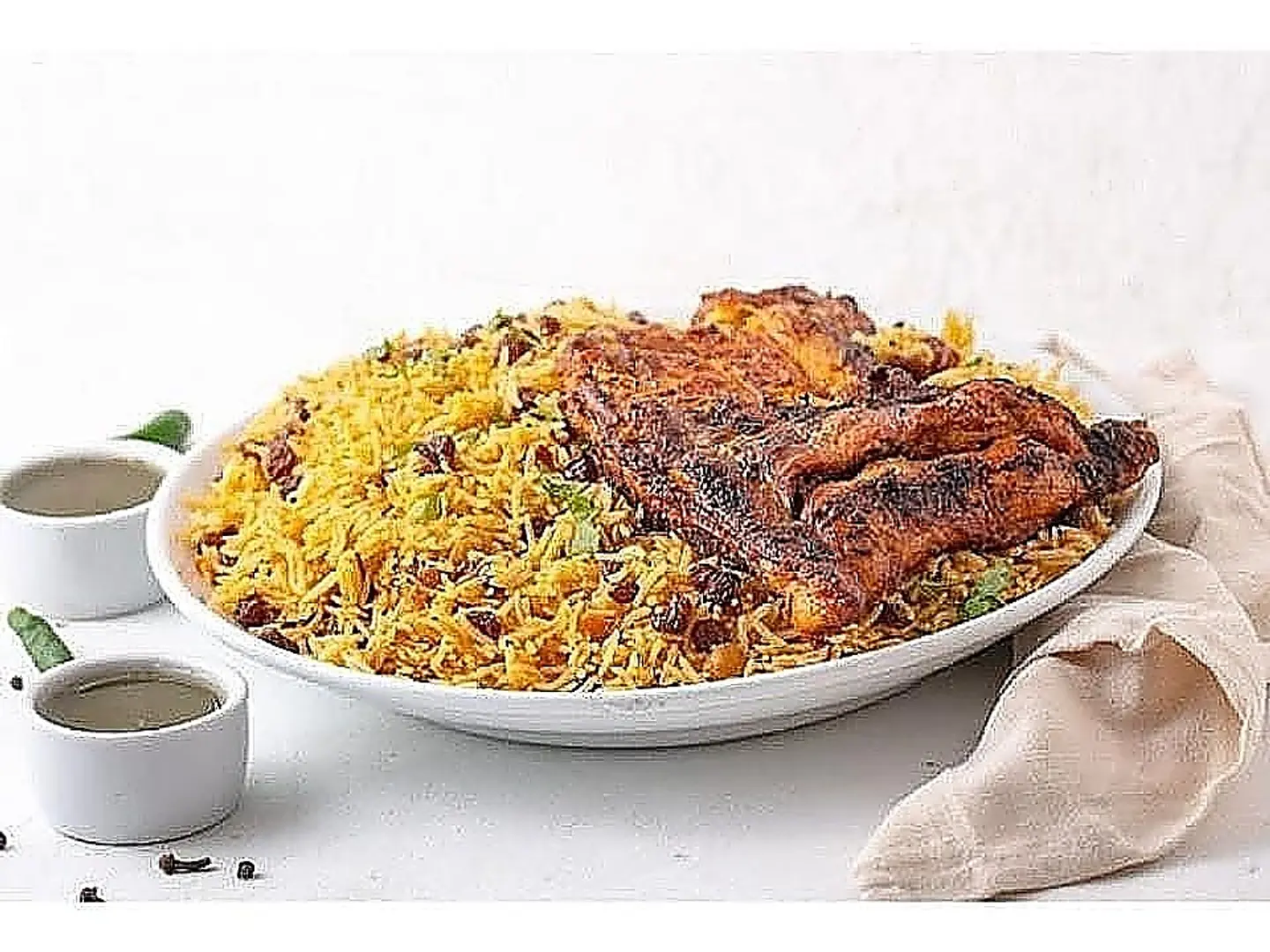 نص حبة دجاج على الفحم مع الأرز