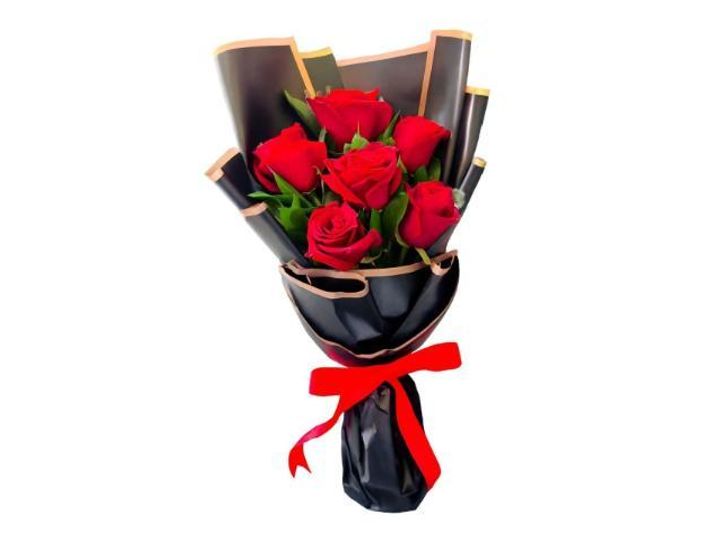 بوكيه روز احمر مع تزيين اسود