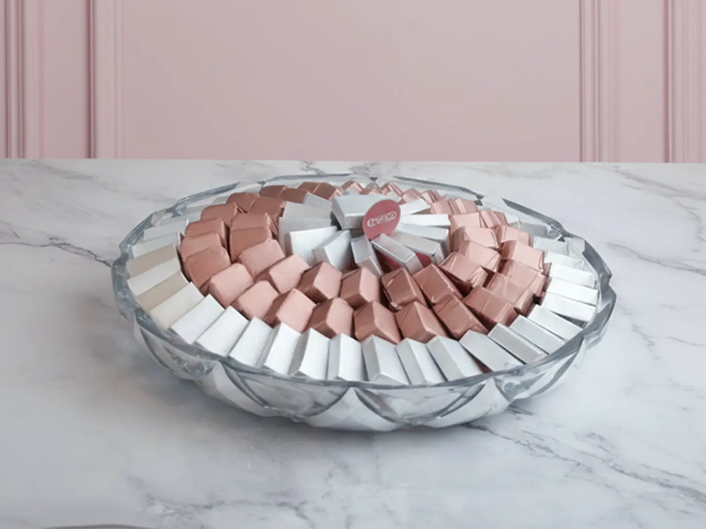 Silver & Plain Glass "Eid Mubarak" Chocolate Tray Large E2