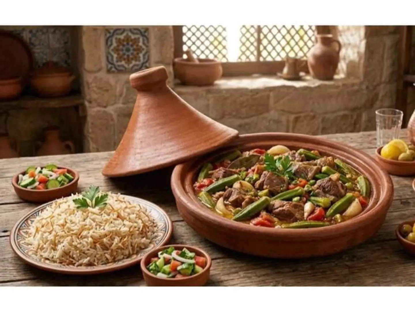 Okra Meat Tagine With Rice