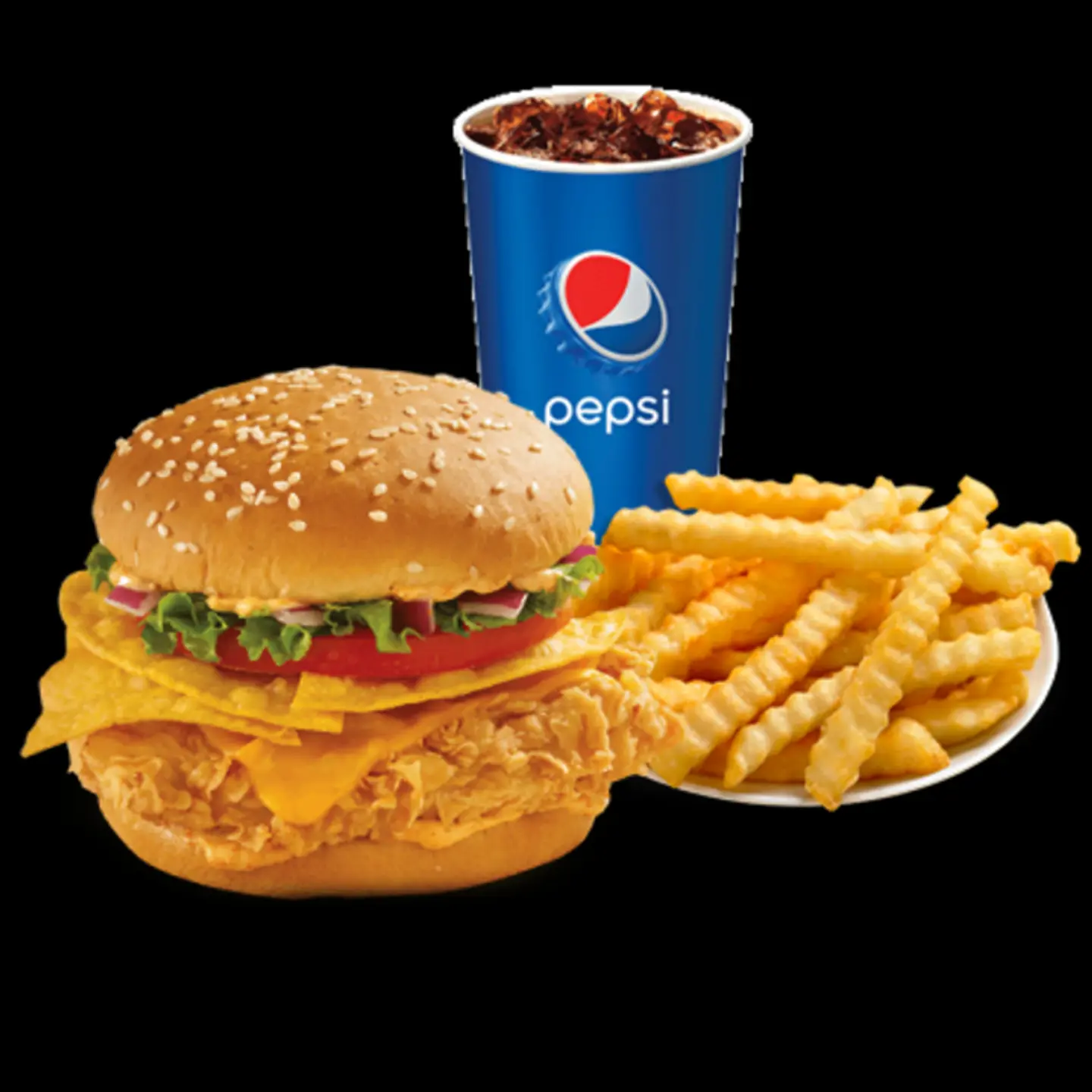 سندوتش زنجر حار +بطاطس +مشروب غازي