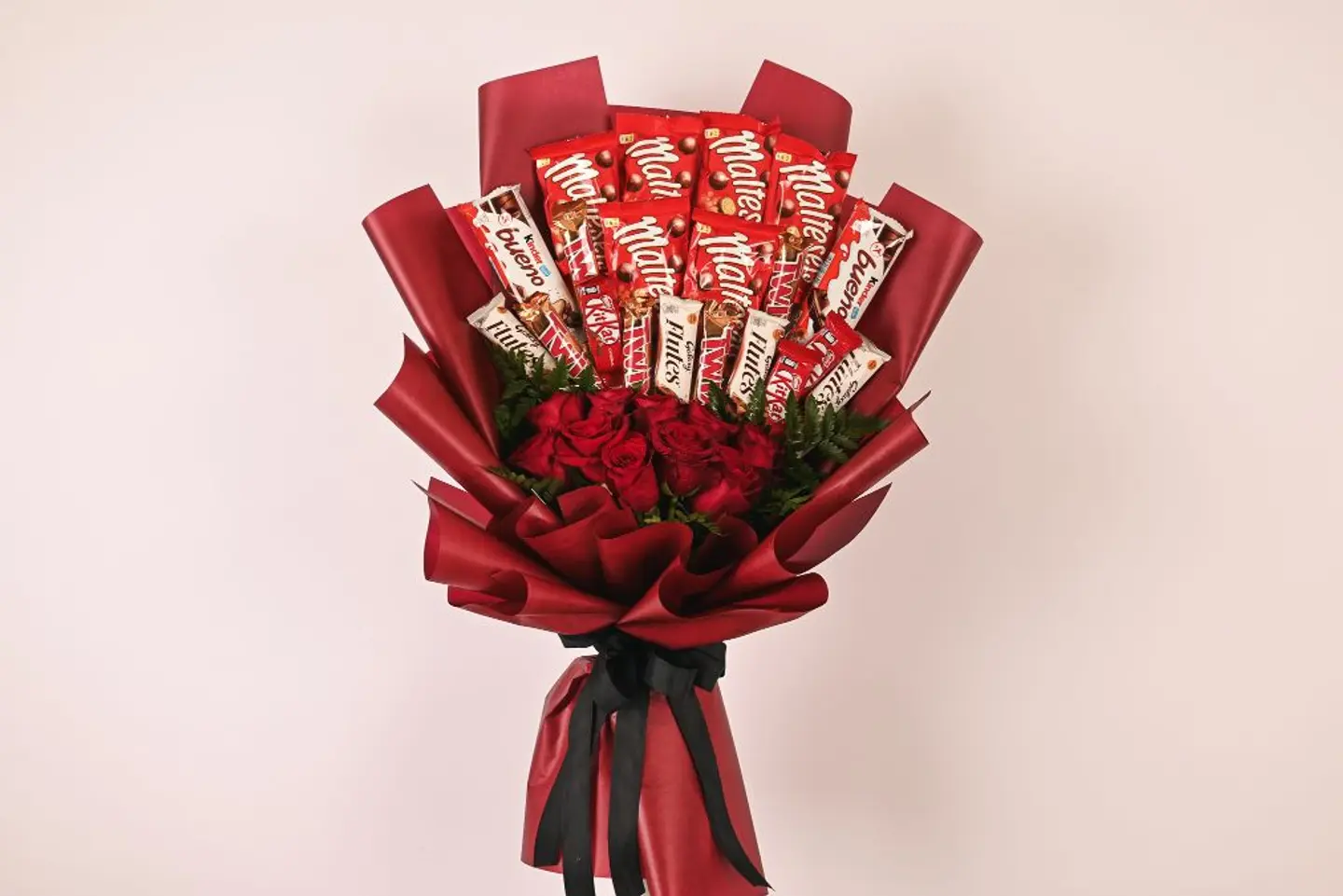 Bouquet Flowers And Chocolate Red