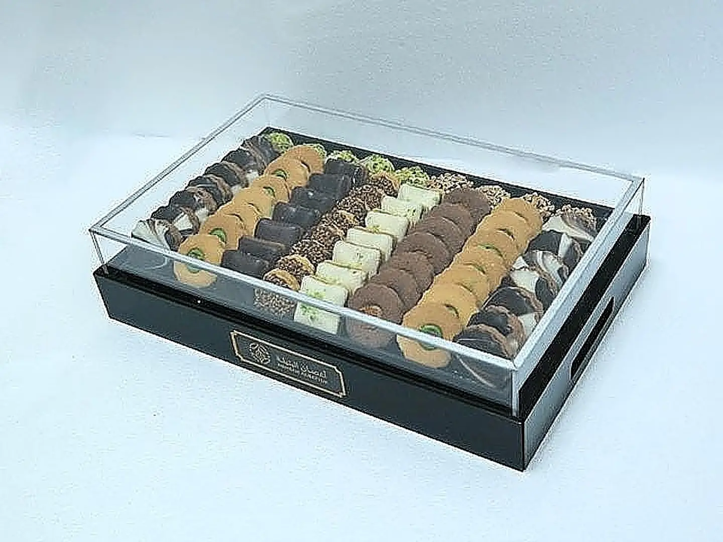 Luxury Assorted Petit Four & Sablé Serving Tray (With Clear Lid) Large