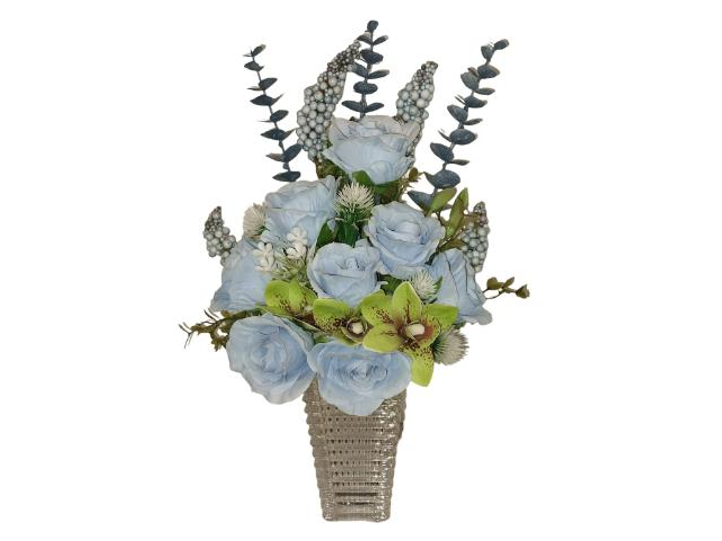 فازة صغيرة مربع مع ورد صناعي