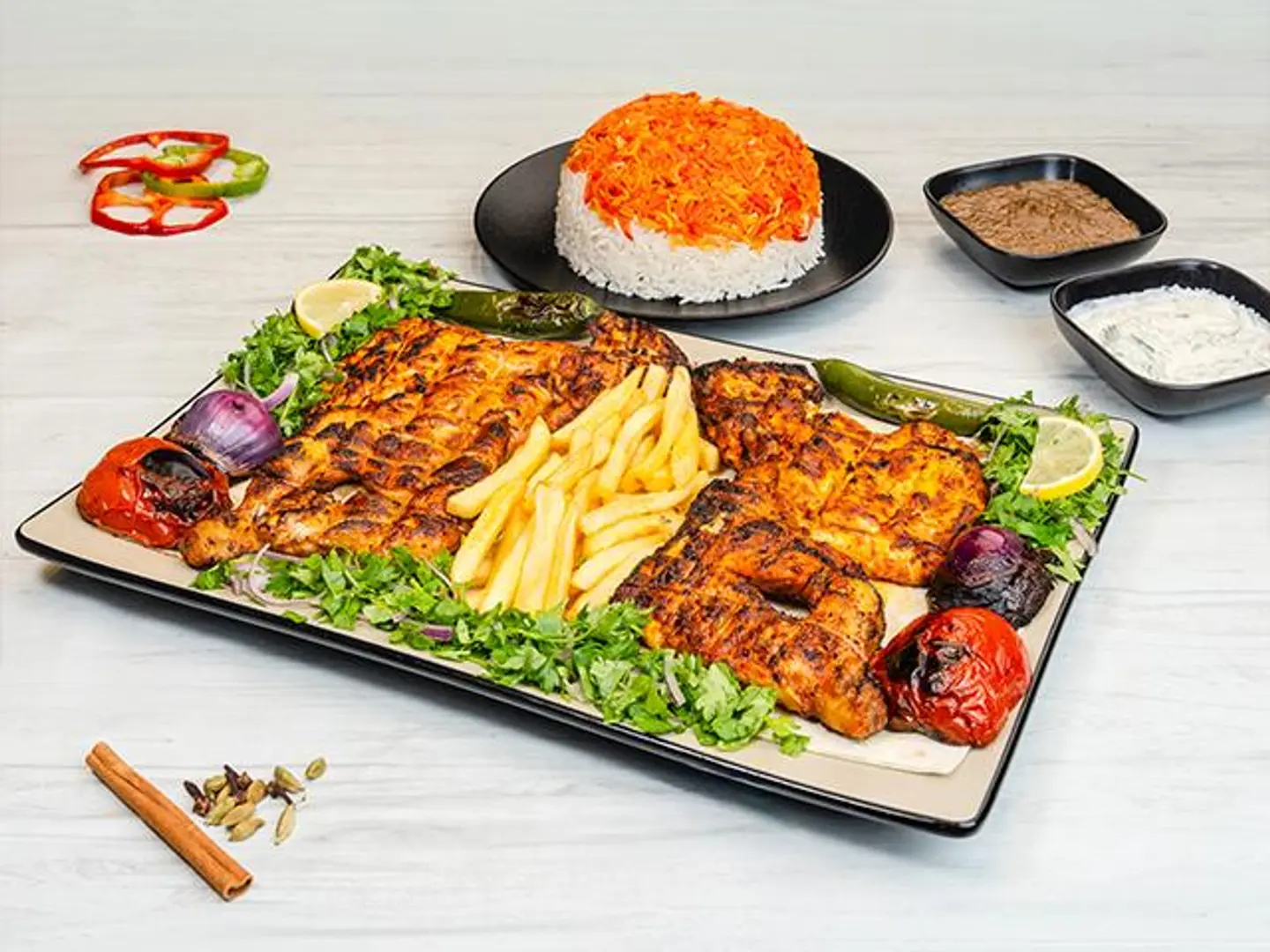 Half A Chicken On Charcoal With Rice