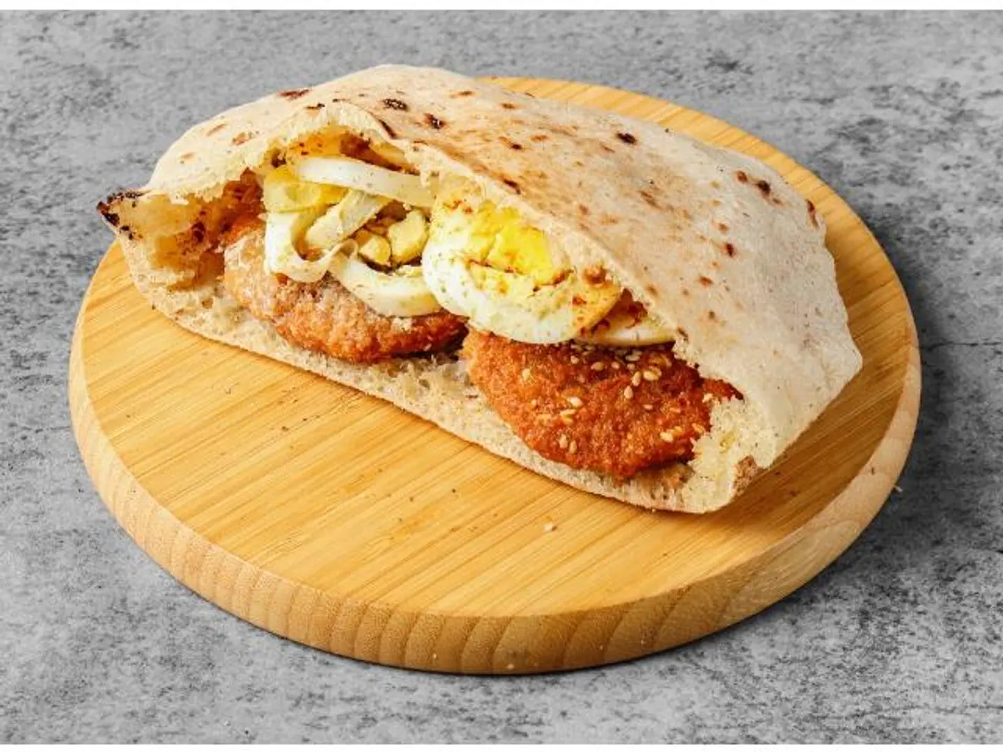 Falafel With Egg And Hummus Sandwich