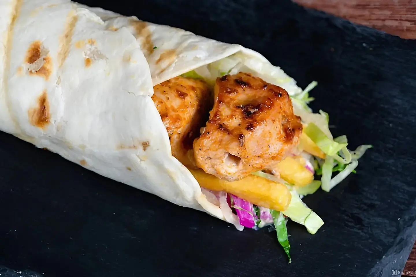 Charcoal Shish Tawook Sandwich Saj Bread