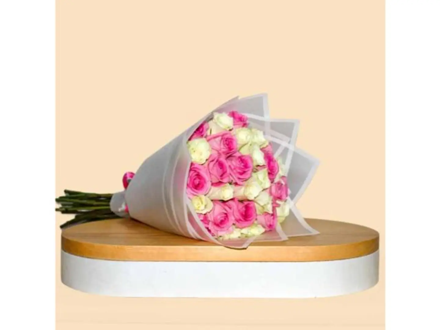 Pink And White 30 Roses Bouquet